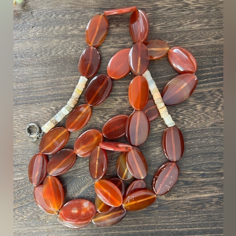 Anngi Alyn Carnelian Stone Necklace w/Toggle Clasp 50” D14